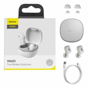 Baseus Encok WM01 TWS Wireless In-Ear Bluetooth 5.3 Headphones White Upgraded Version (NGTW240002)