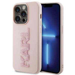 Karl Lagerfeld maskica za iPhone 15 Pro KLHCP15L3DMBKCP 3D Rubber Glitter roza