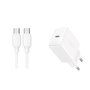 Joyroom JR-TCF20 USB-C PD 20W punjač bijeli + USB-C/USB-C kabel 1m
